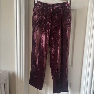 LOFT Burgundy Velvet Trousers